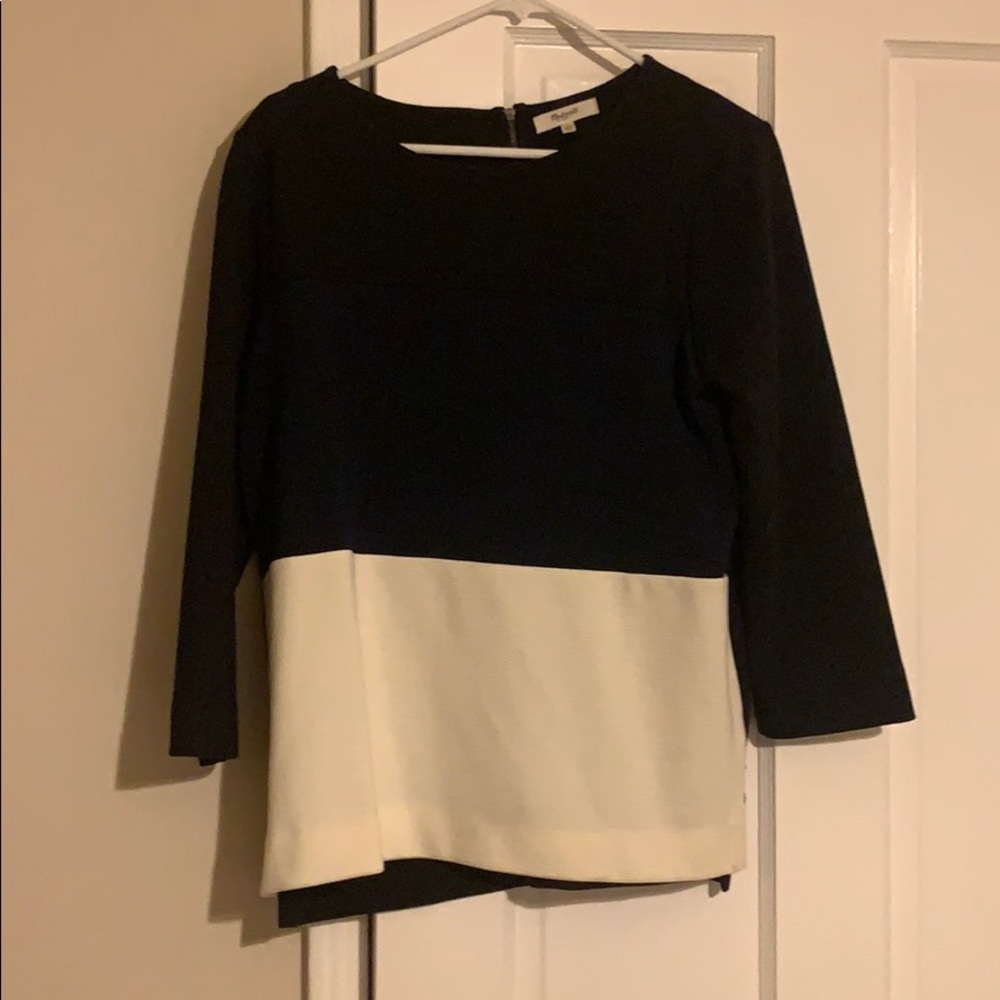 Colorblock Madewell Crop sleeve Top size L